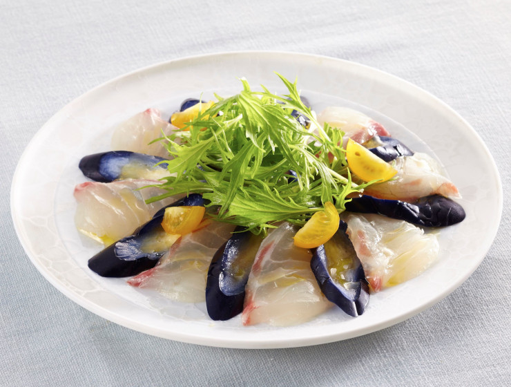 白身魚とりんご茄子のカルパッチョ